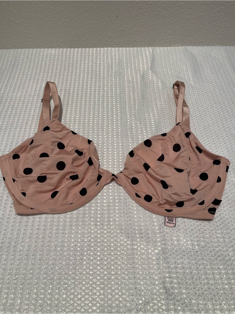 Polka Dot Underwire Bra - Pink/Nude - NWOT - 32DDD